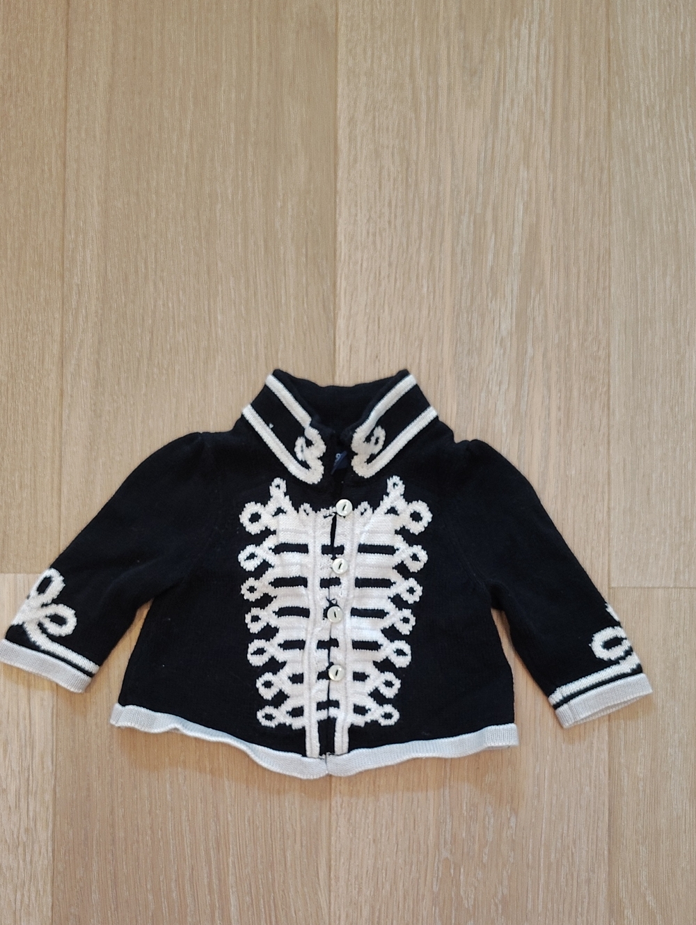 GAP Baby Black and Beige Knit Cardigan